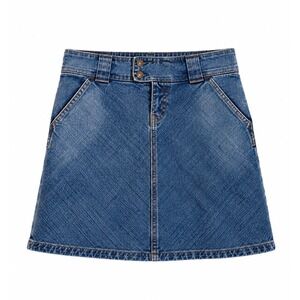 Vintage Gap Jean Mini Skirt Size Two Blue 2004 A Line Double Button Stretch Y2K